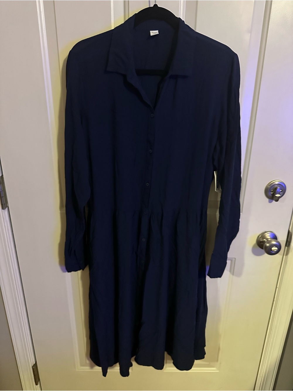 Women's Navy Button-Front Shirt Dress
